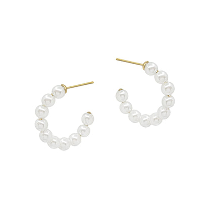 Elegant Pearl Half-Hoop Earrings with 18K Gold Plating - Perfect for Every Occasion