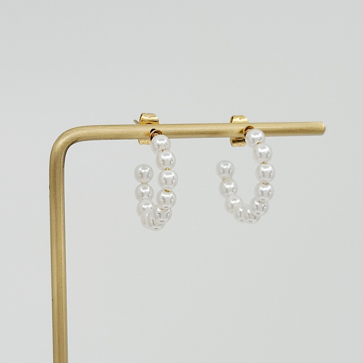 Elegant Pearl Half-Hoop Earrings with 18K Gold Plating - Perfect for Every Occasion