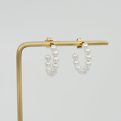 Elegant Pearl Half-Hoop Earrings with 18K Gold Plating - Perfect for Every Occasion