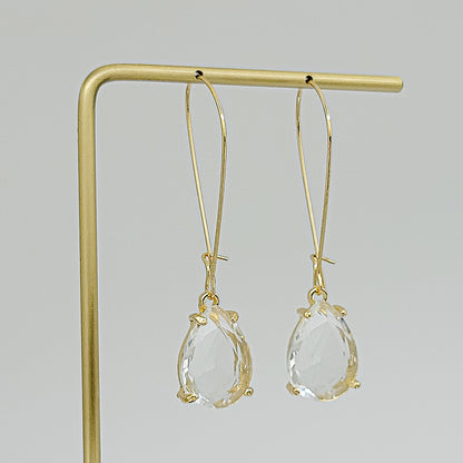 Elegant Cushion Cut Gold Teardrop Dangle Earrings - Luxurious Minimalist Earrings for Women