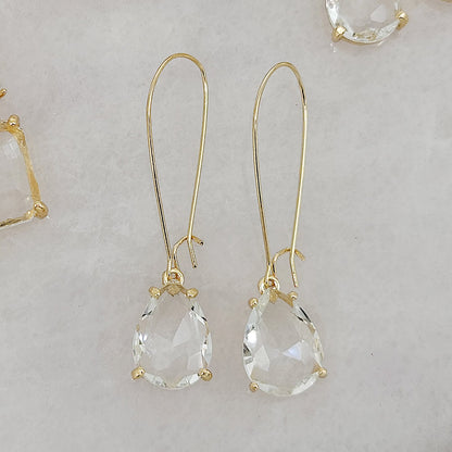 Elegant Cushion Cut Gold Teardrop Dangle Earrings - Luxurious Minimalist Earrings for Women